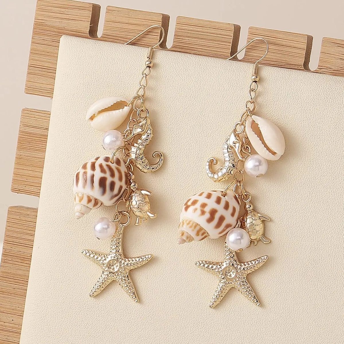 Boho Shell Starfish Dangle Earrings