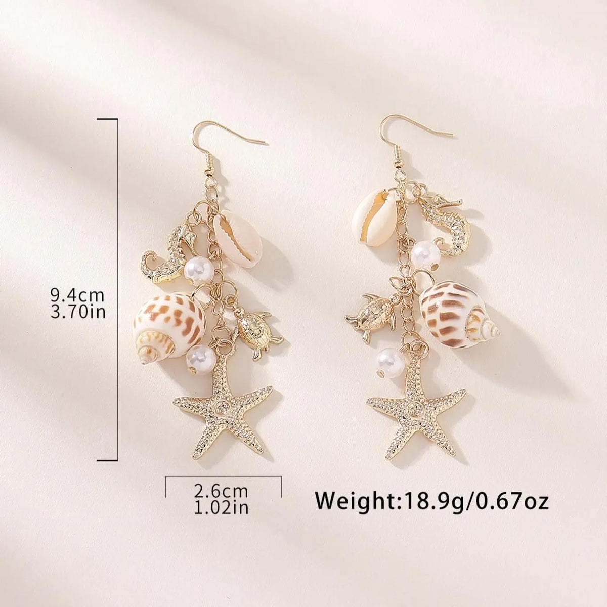 Boho Shell Starfish Dangle Earrings