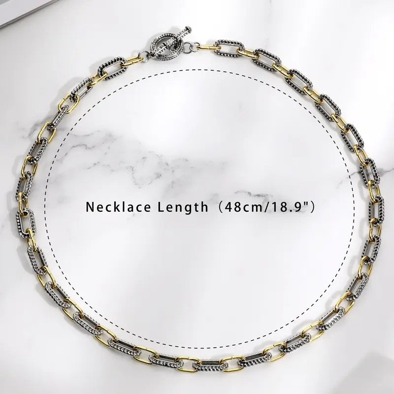 18k Classy Two-Tone Link Necklace