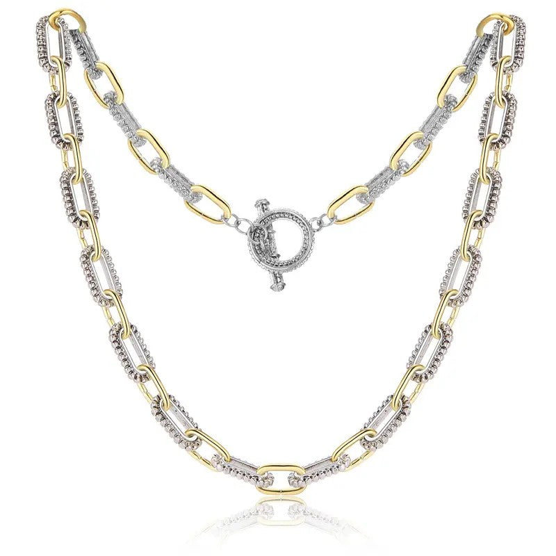 18k Classy Two-Tone Link Necklace