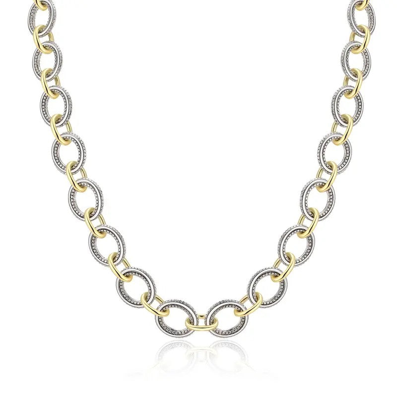 18k Classy Two-Tone Link Necklace