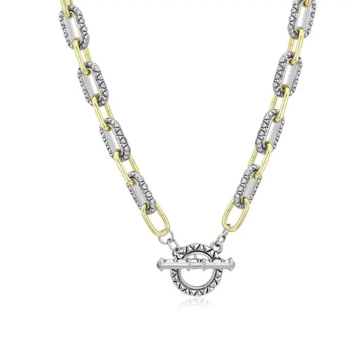 18k Classy Two-Tone Link Necklace