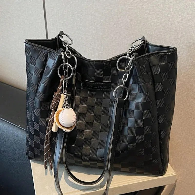 Classy Checkered Chain Tote Bag