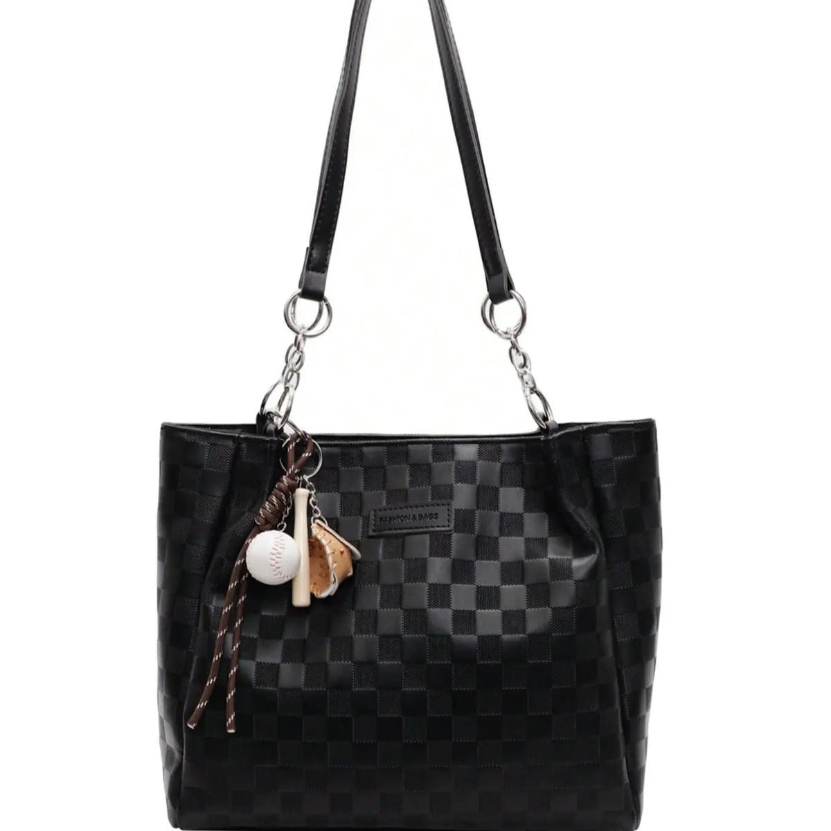 Classy Checkered Chain Tote Bag