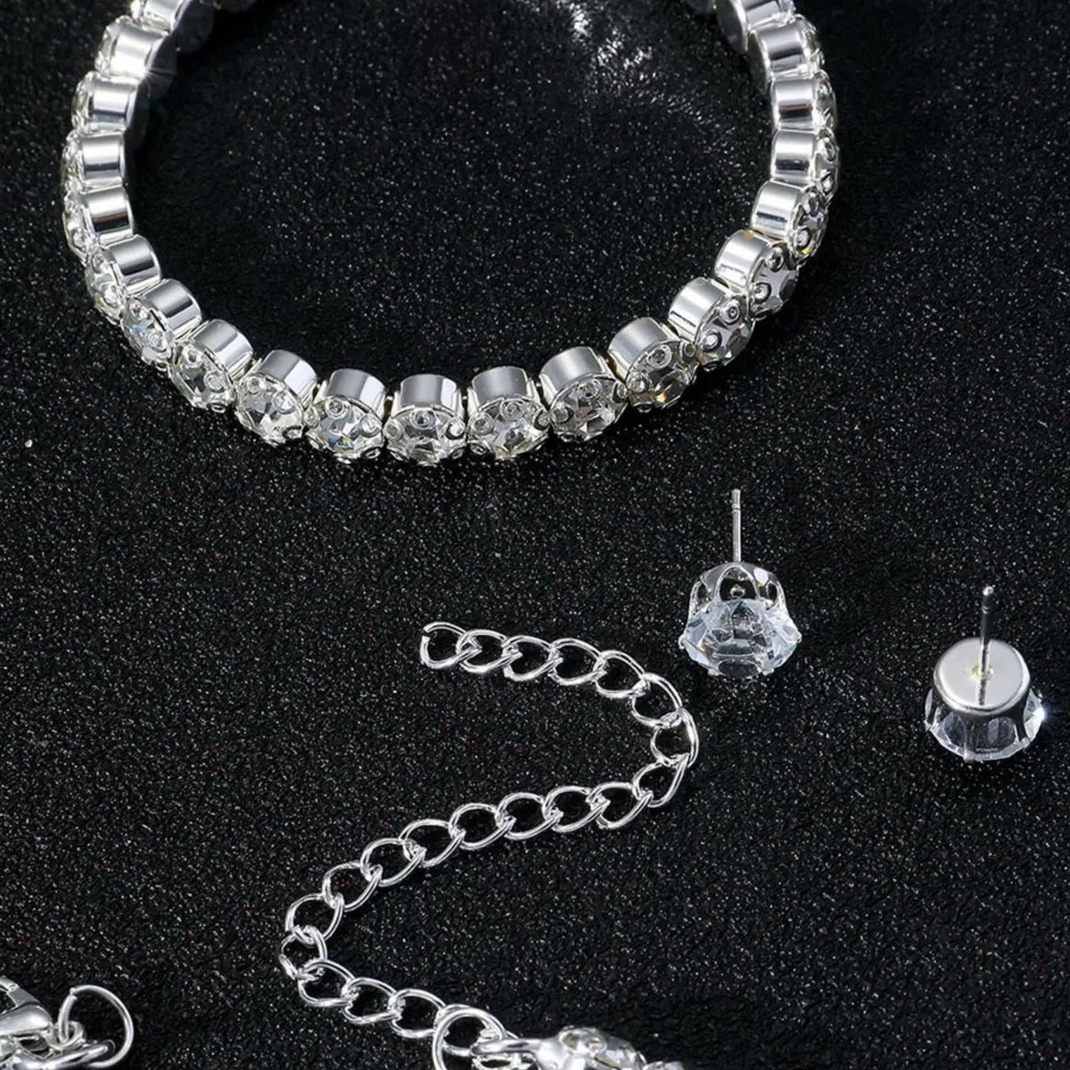3pc Classy Round Zircon Necklace, Bracelet & Earring Set