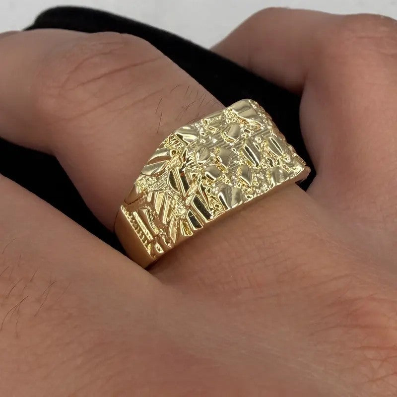 14k Chunky Textured Nugget Ring