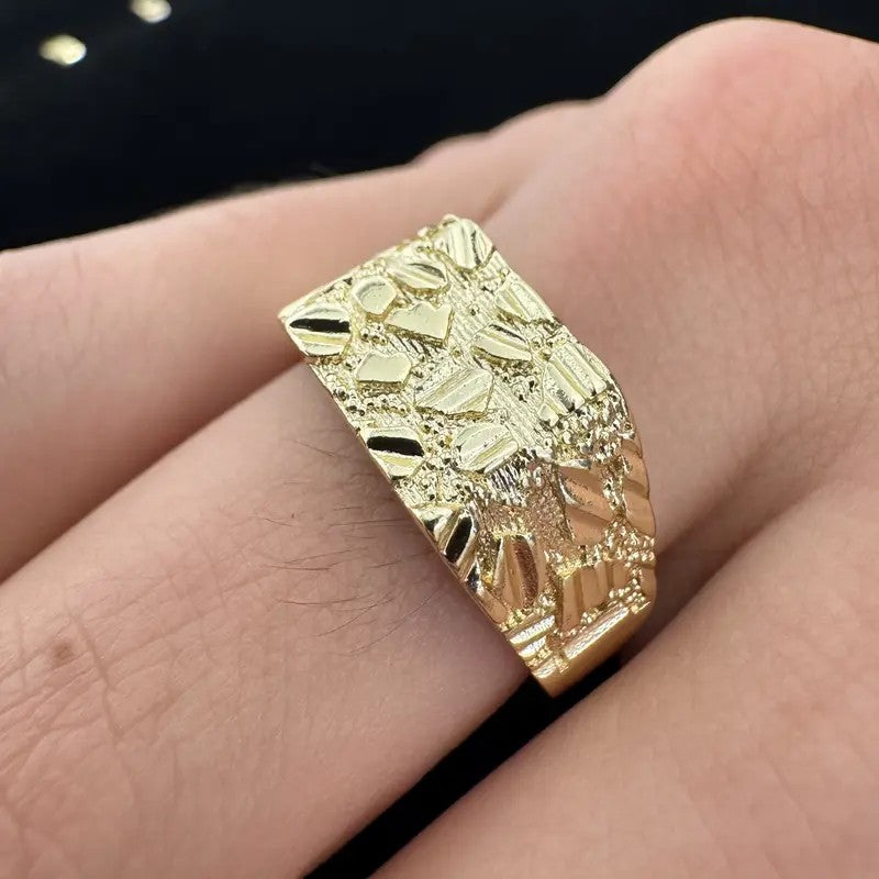 14k Chunky Textured Nugget Ring