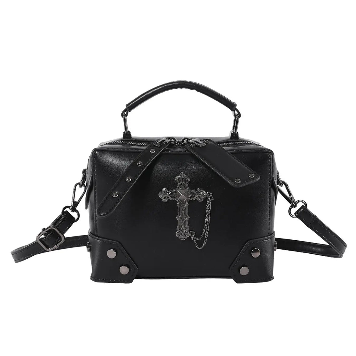 Edgy Skull Stud Messenger Bag