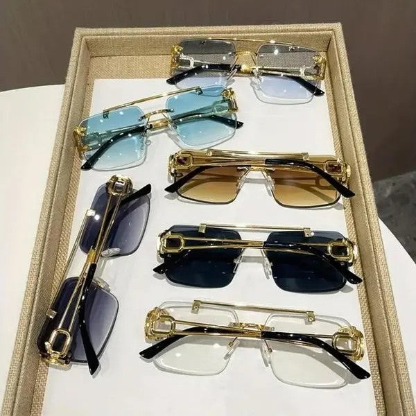 6pc Classy Rimless Rectangle Sunglasses Set
