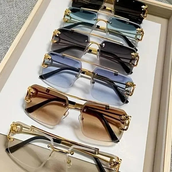 6pc Classy Rimless Rectangle Sunglasses Set