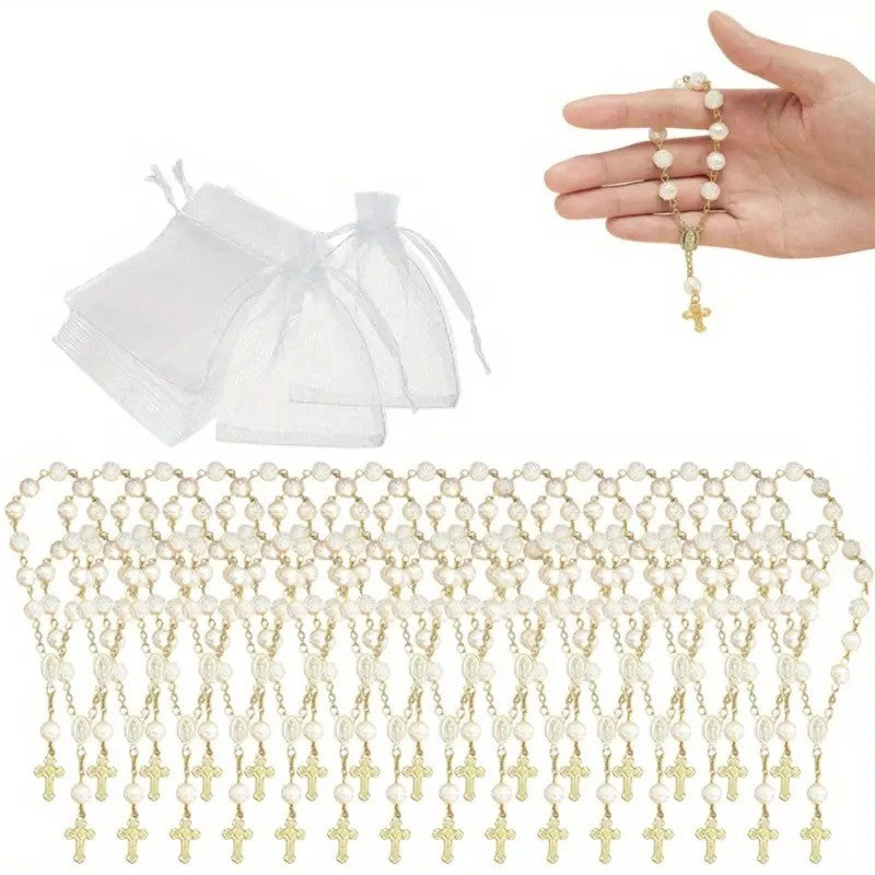30pc Dainty Ivory Faux Pearl Rosary Set