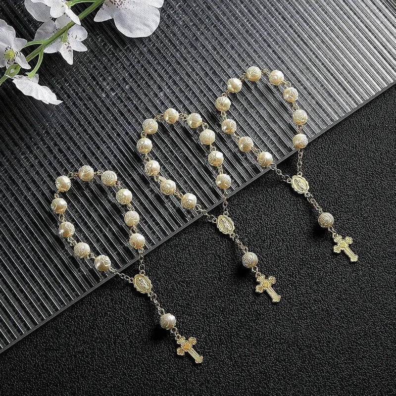 30pc Dainty Ivory Faux Pearl Rosary Set