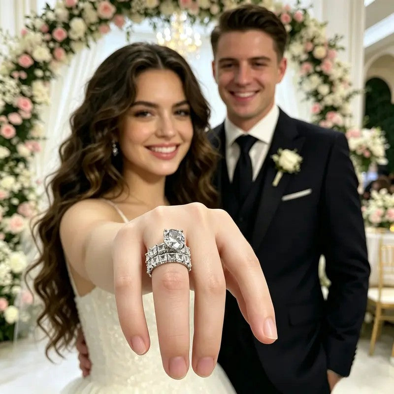 2pc Classy Mixed Cut Cubic Zirconia Ring Set