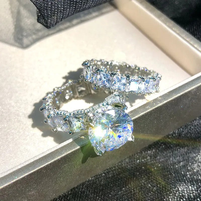 2pc Classy Mixed Cut Cubic Zirconia Ring Set