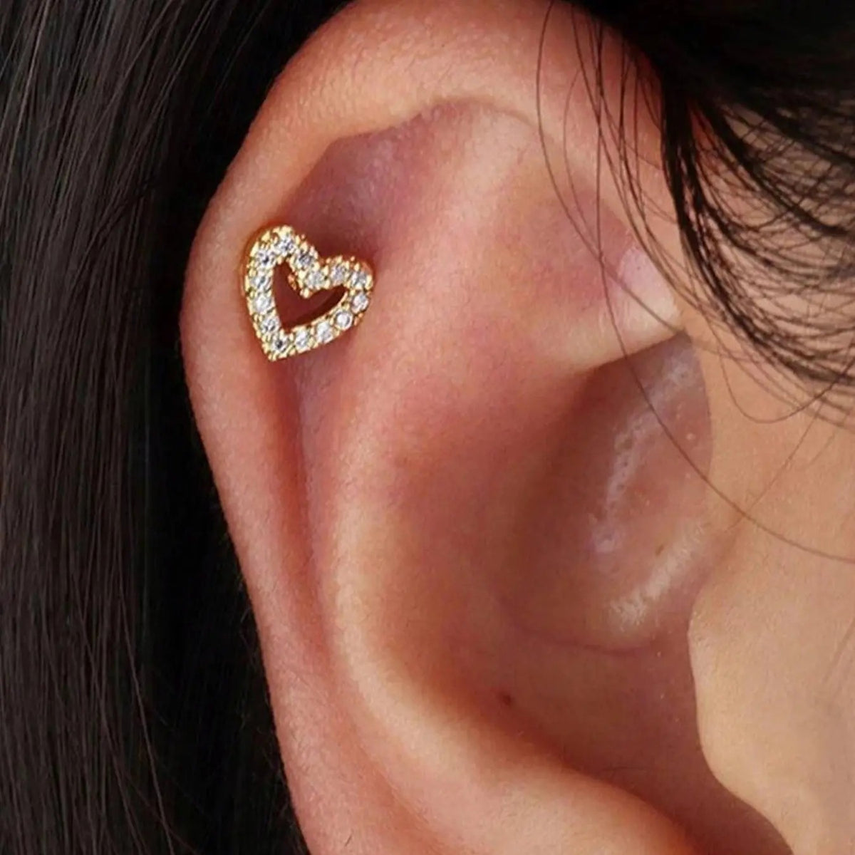 2pc Dainty CZ Heart Stud Earrings