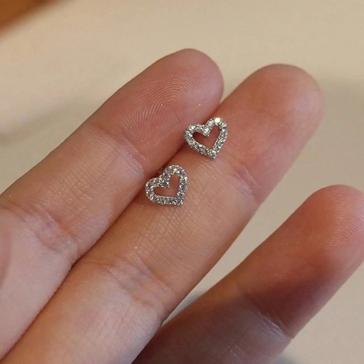 2pc Dainty CZ Heart Stud Earrings
