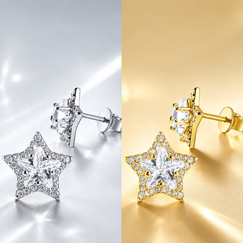 Dainty Star CZ Stud Earrings