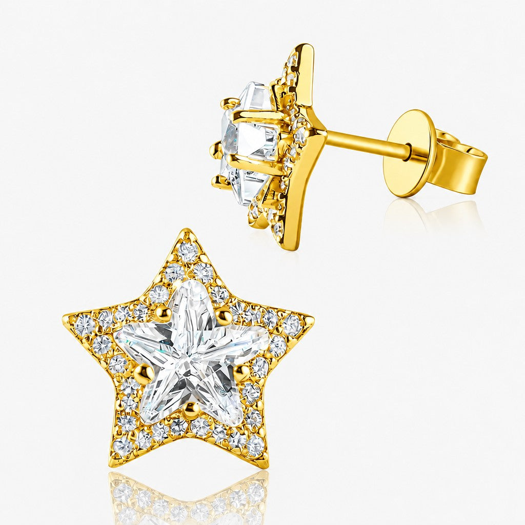 Dainty Star CZ Stud Earrings