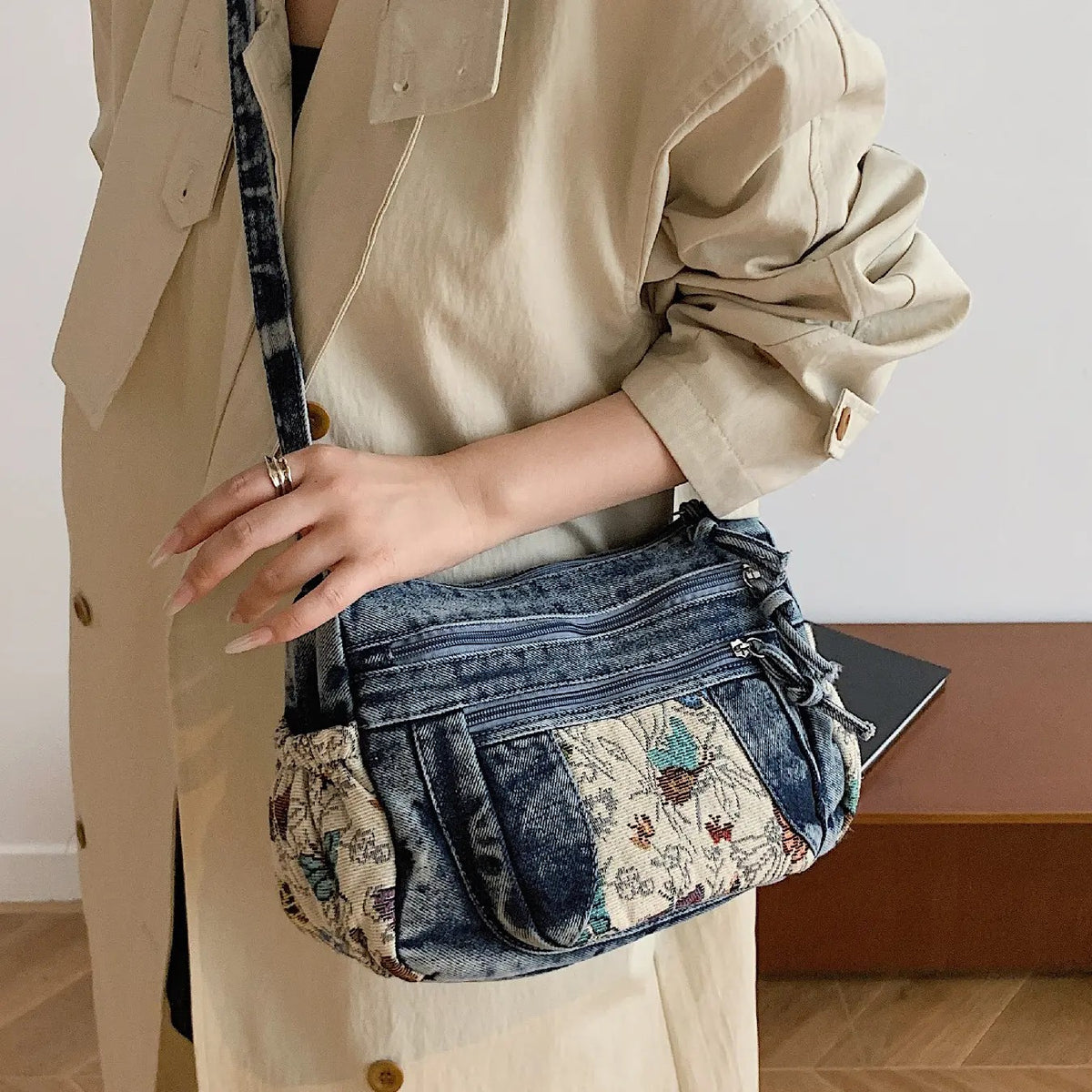 Boho Butterfly Patchwork Crossbody Bag