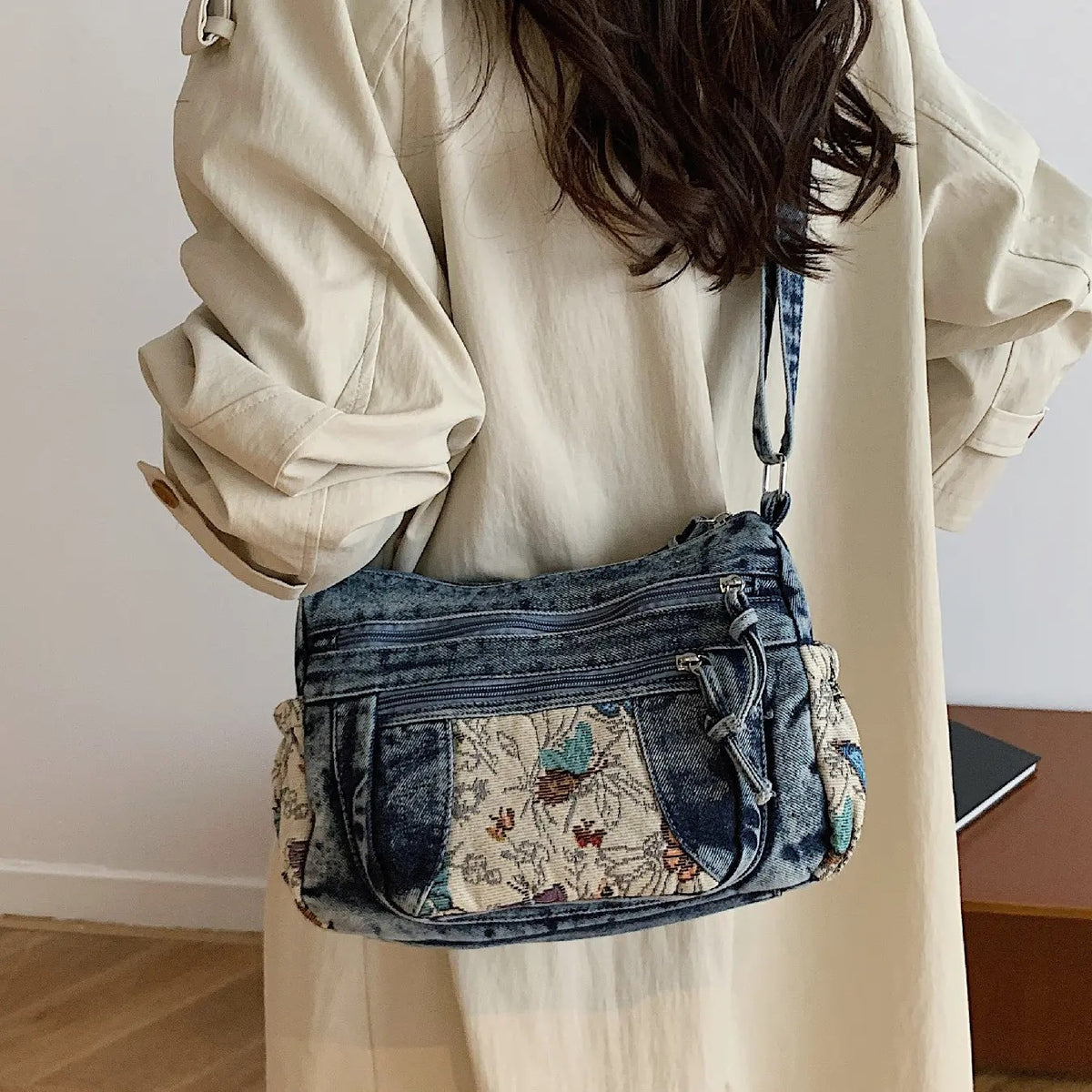 Boho Butterfly Patchwork Crossbody Bag