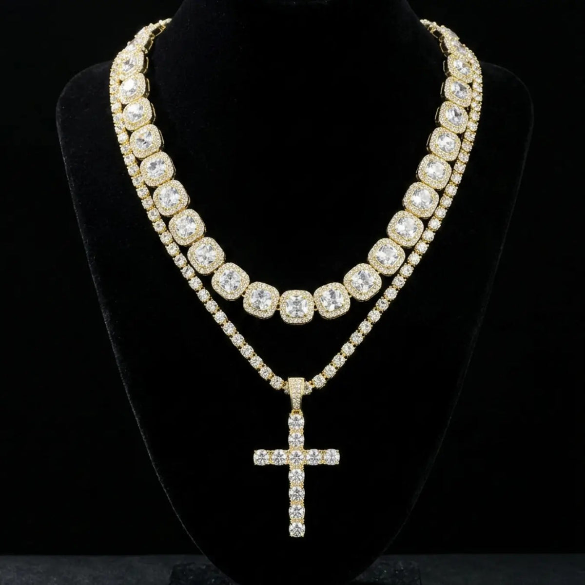 Classy Paved Cross Statement Necklace