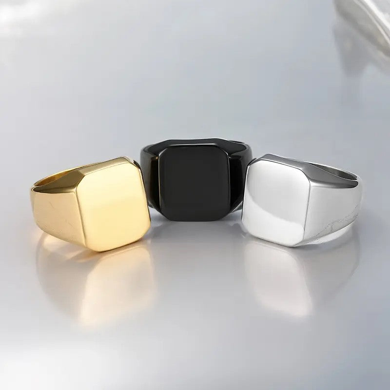 Classy Geometric Square Signet Ring