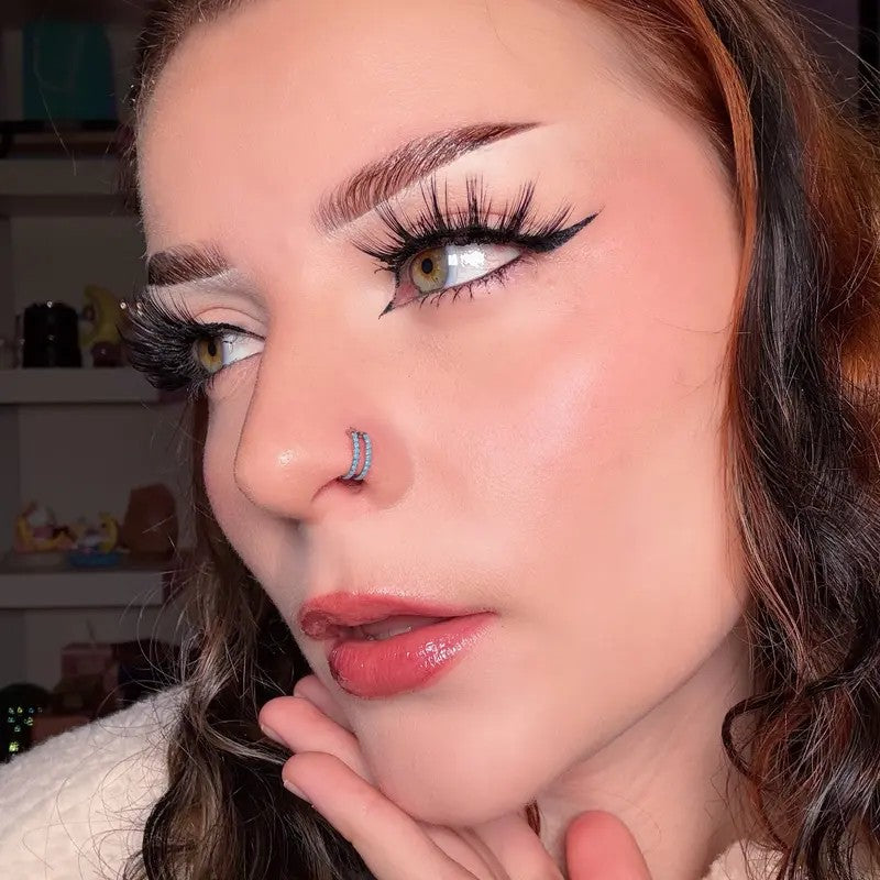 Boho Turquoise Double Band Nose Ring