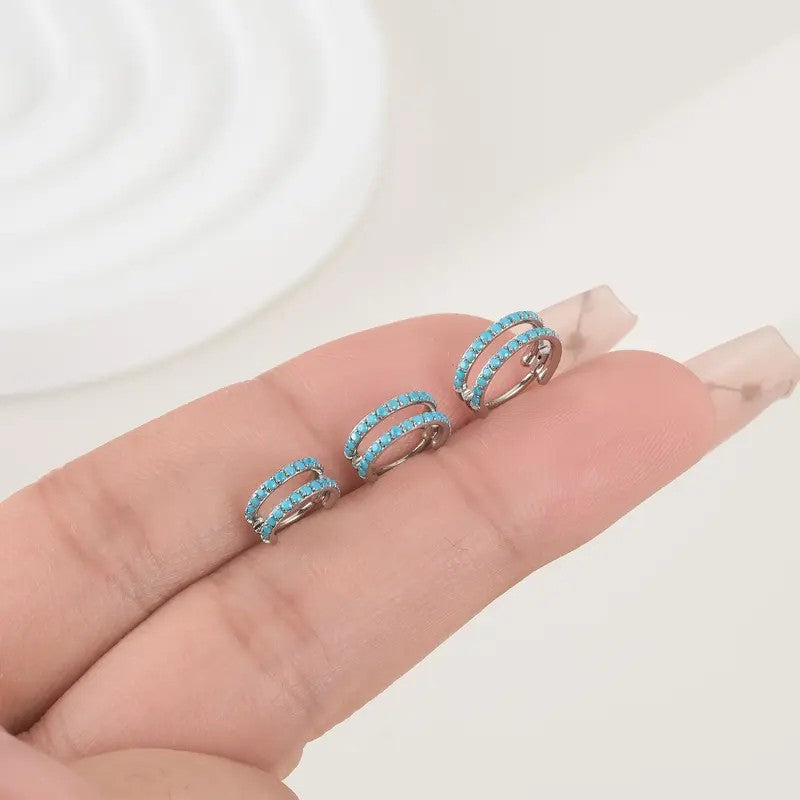 Boho Turquoise Double Band Nose Ring