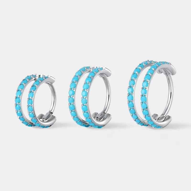 Boho Turquoise Double Band Nose Ring