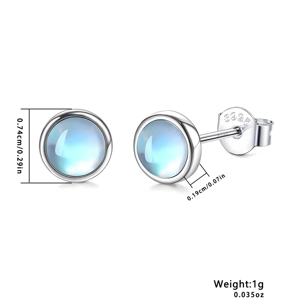 S925 Elegant Moonstone Stud Earrings