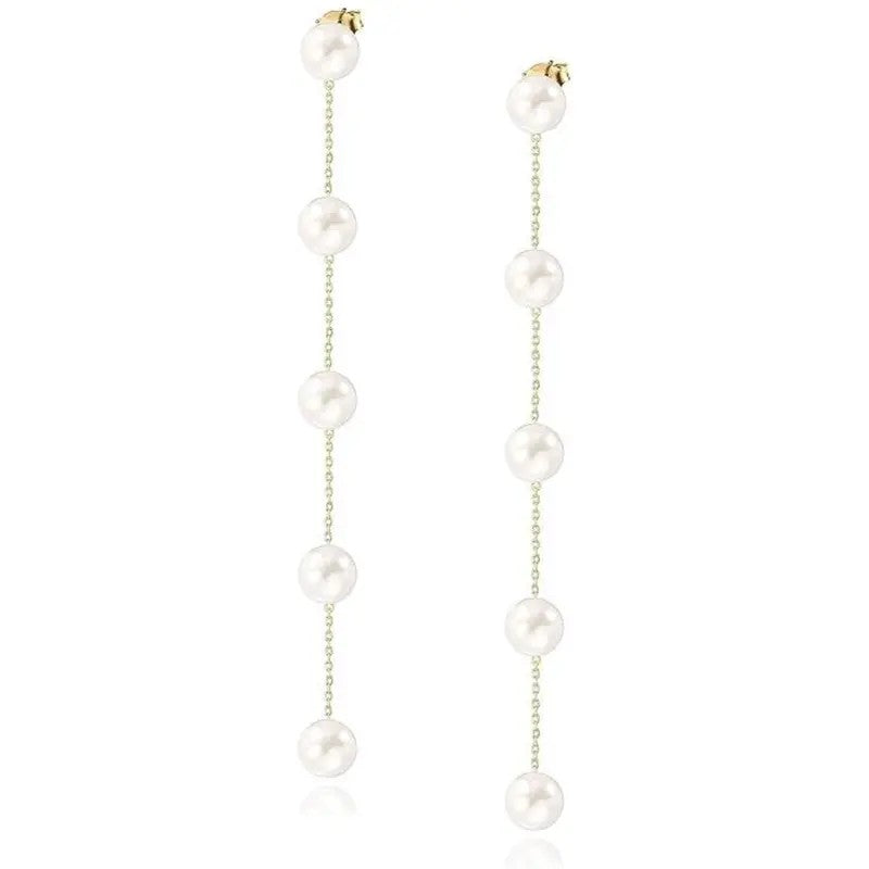 Elegant Linear Faux Pearl Drop Earrings