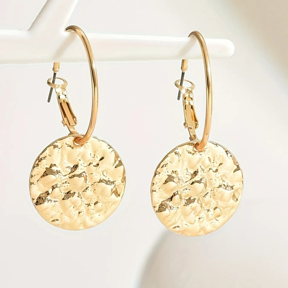 Classy Hammered Round Disc Earrings
