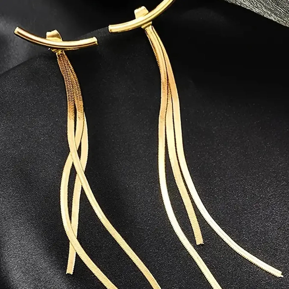 Elegant Linear Tassel Drop Earrings