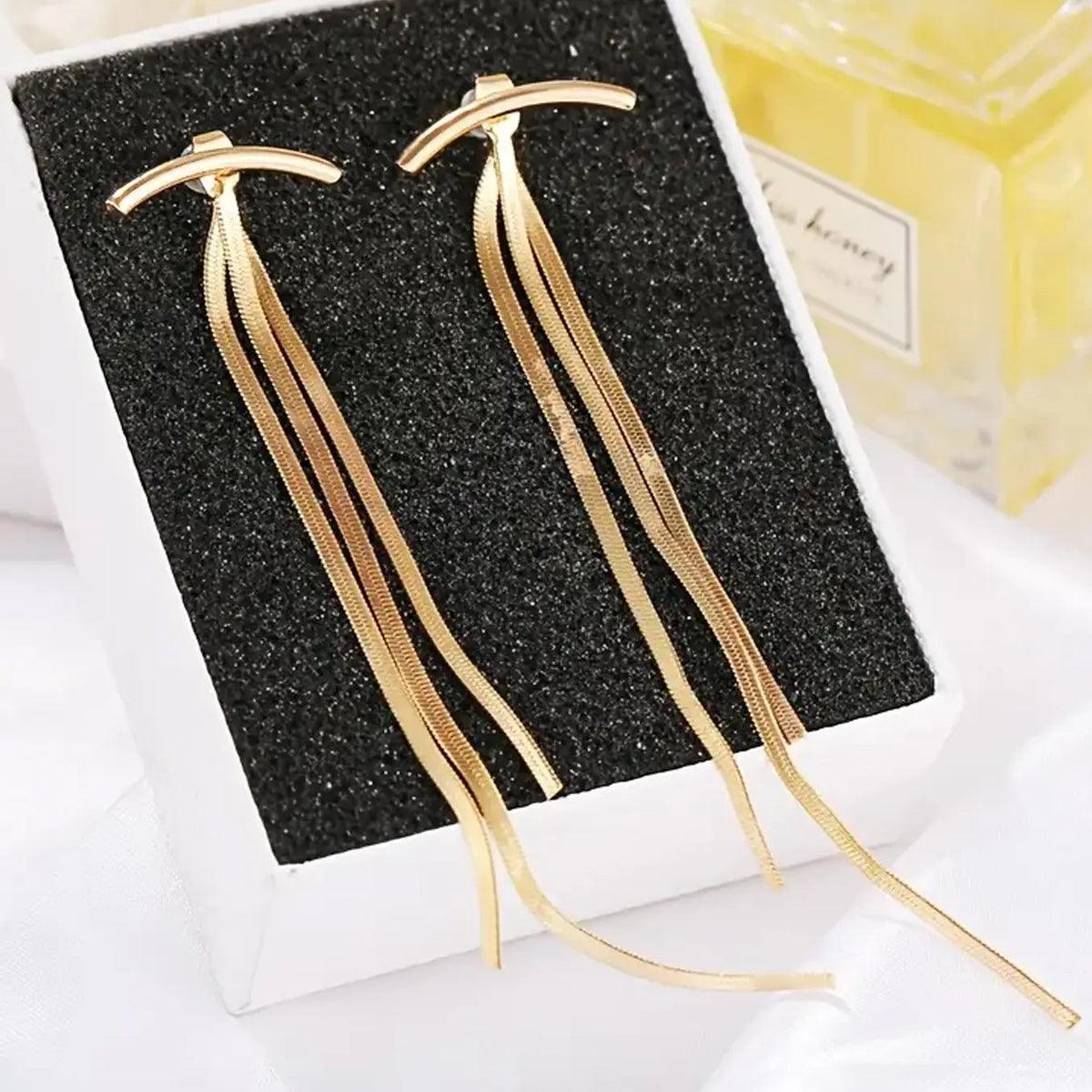 Elegant Linear Tassel Drop Earrings