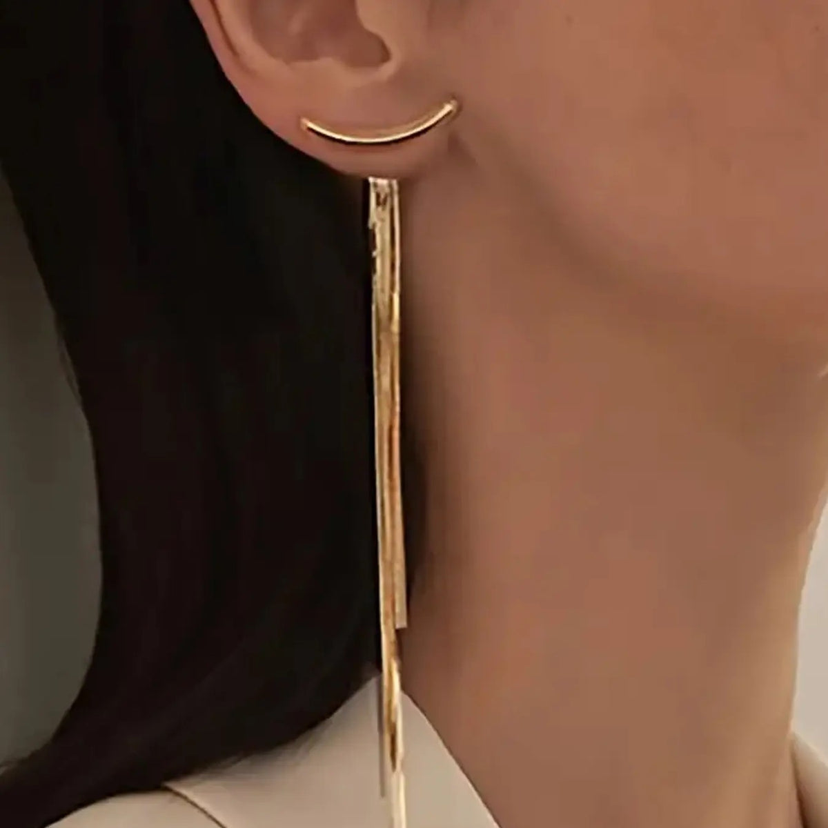 Elegant Linear Tassel Drop Earrings