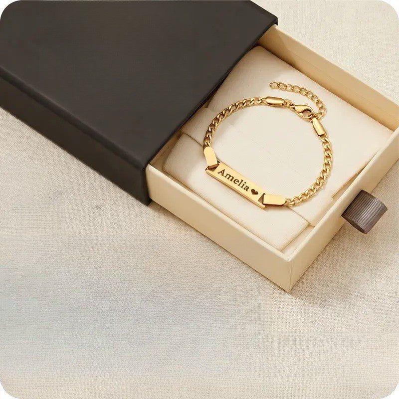 14k Elegant Custom Nameplate Bracelet