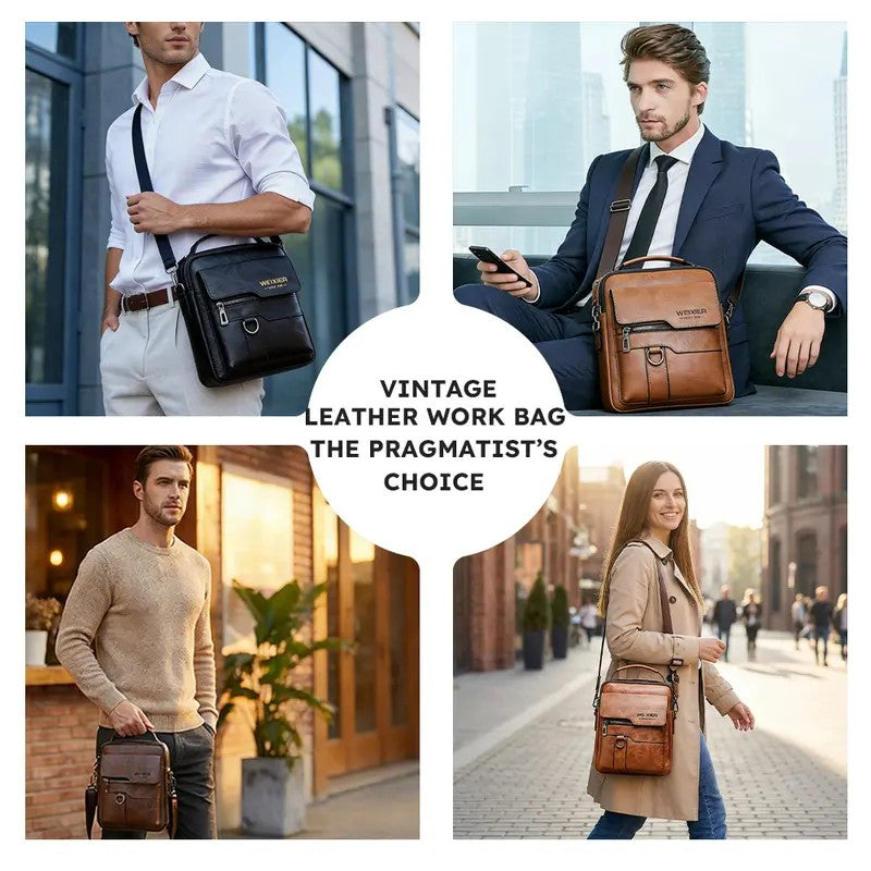 Retro Textured PU Leather Messenger Bag