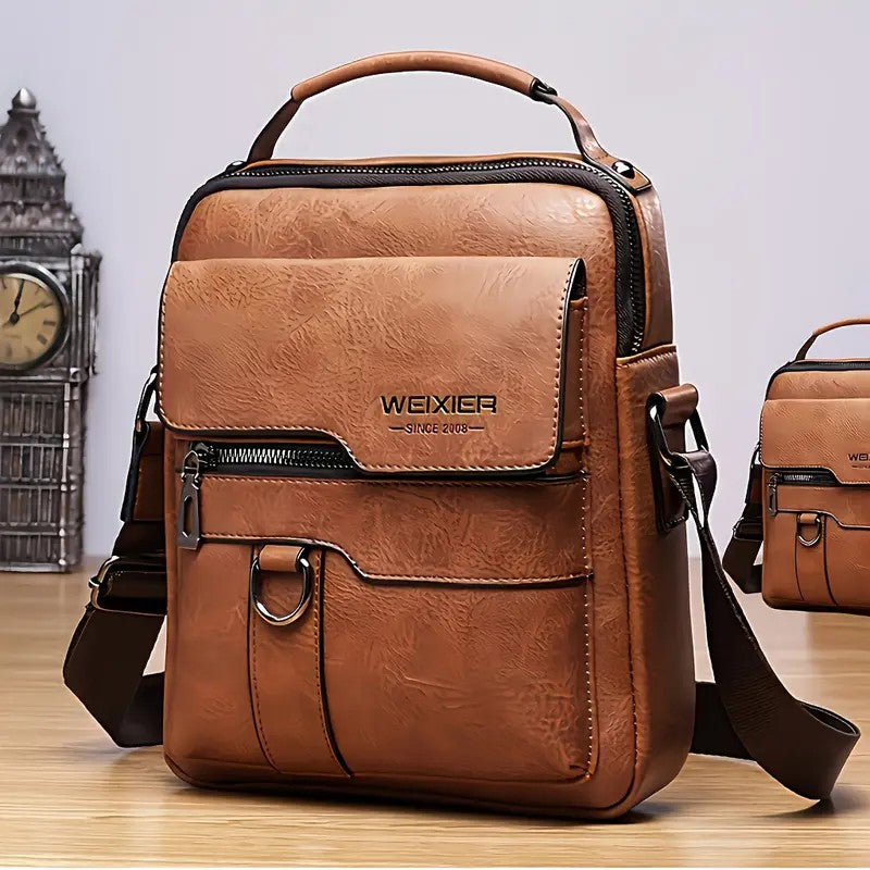 Retro Textured PU Leather Messenger Bag