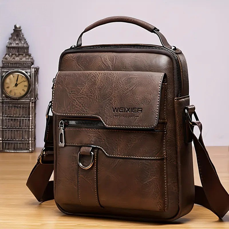 Retro Textured PU Leather Messenger Bag