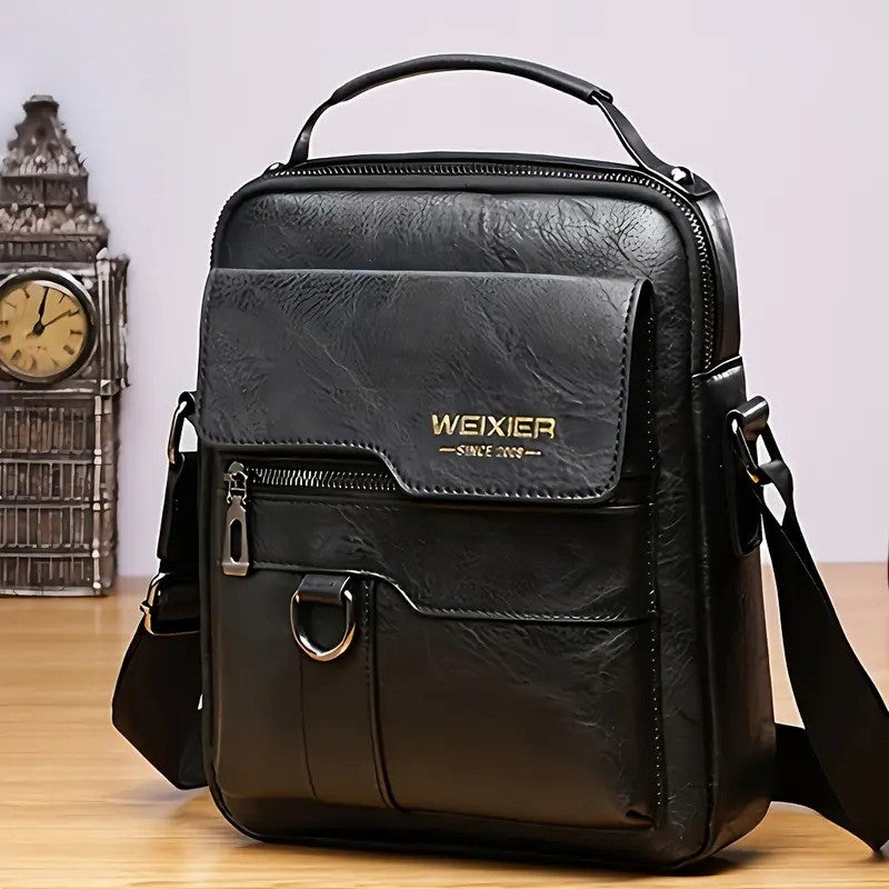 Retro Textured PU Leather Messenger Bag