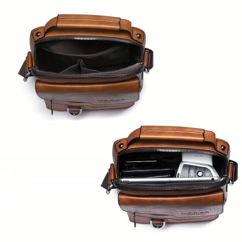 Retro Textured PU Leather Messenger Bag