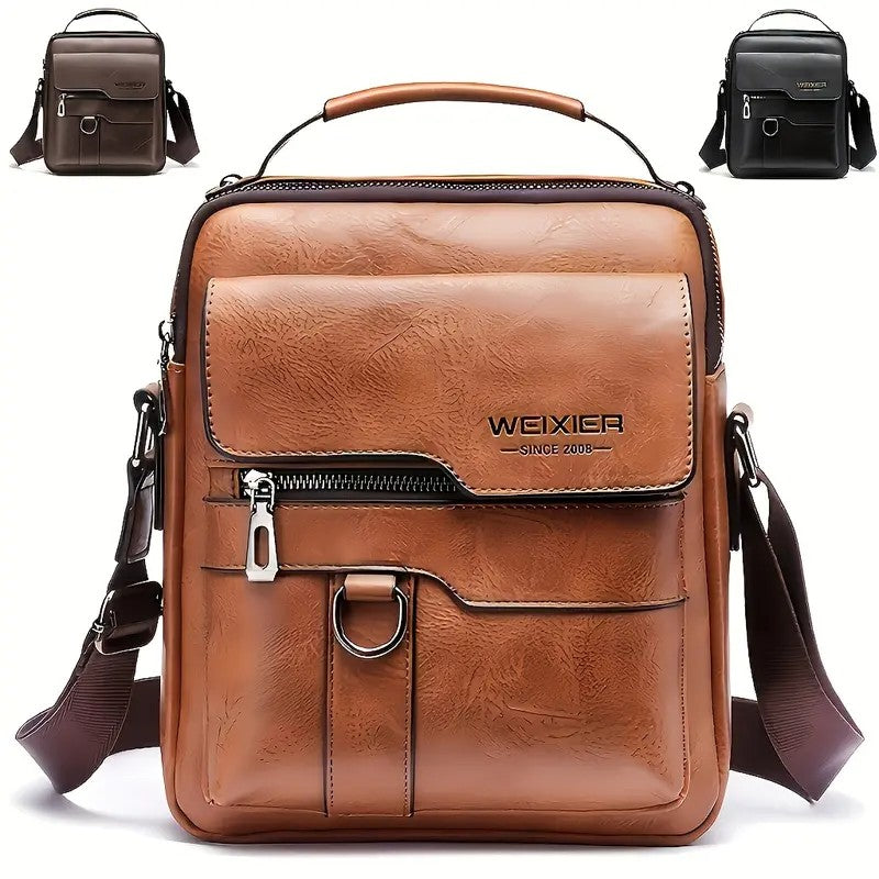 Retro Textured PU Leather Messenger Bag