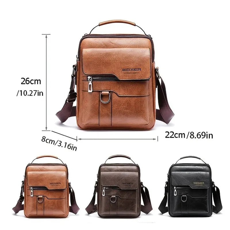 Retro Textured PU Leather Messenger Bag