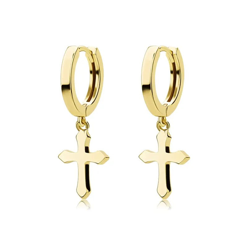 Classy Geometric Cross Dangle Hoop Earrings