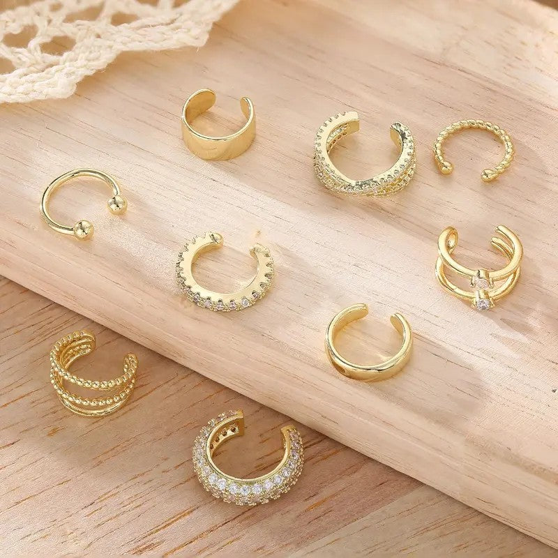 9pc Boho Adjustable Ear Cuff Set