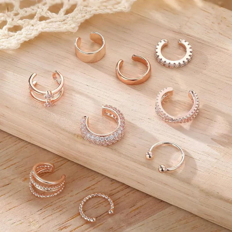 9pc Boho Adjustable Ear Cuff Set