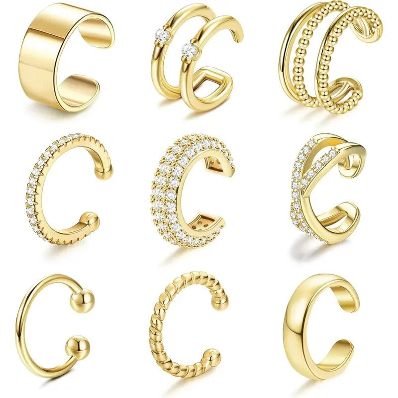 9pc Boho Adjustable Ear Cuff Set