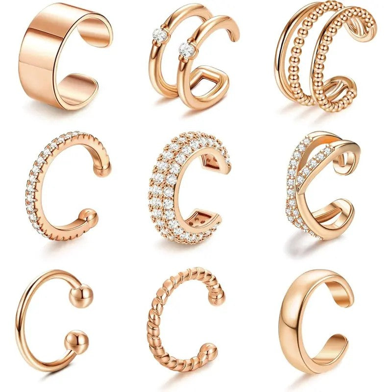 9pc Boho Adjustable Ear Cuff Set