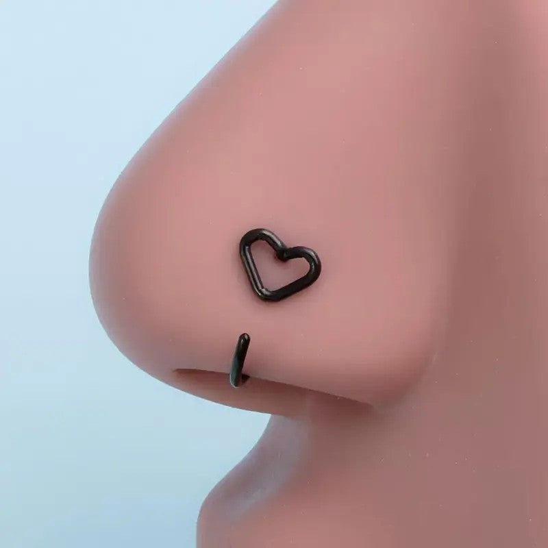 4pc Dainty Heart Nose Ring Set