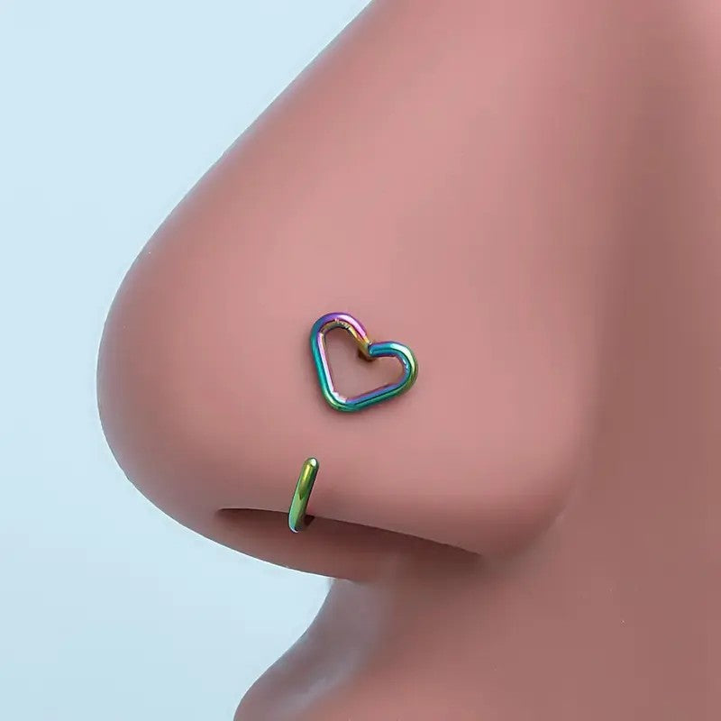 4pc Dainty Heart Nose Ring Set